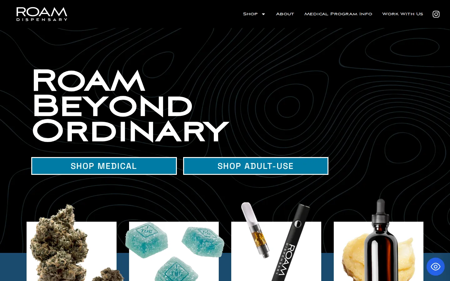 ROAM Dispensary desktop screenshot
